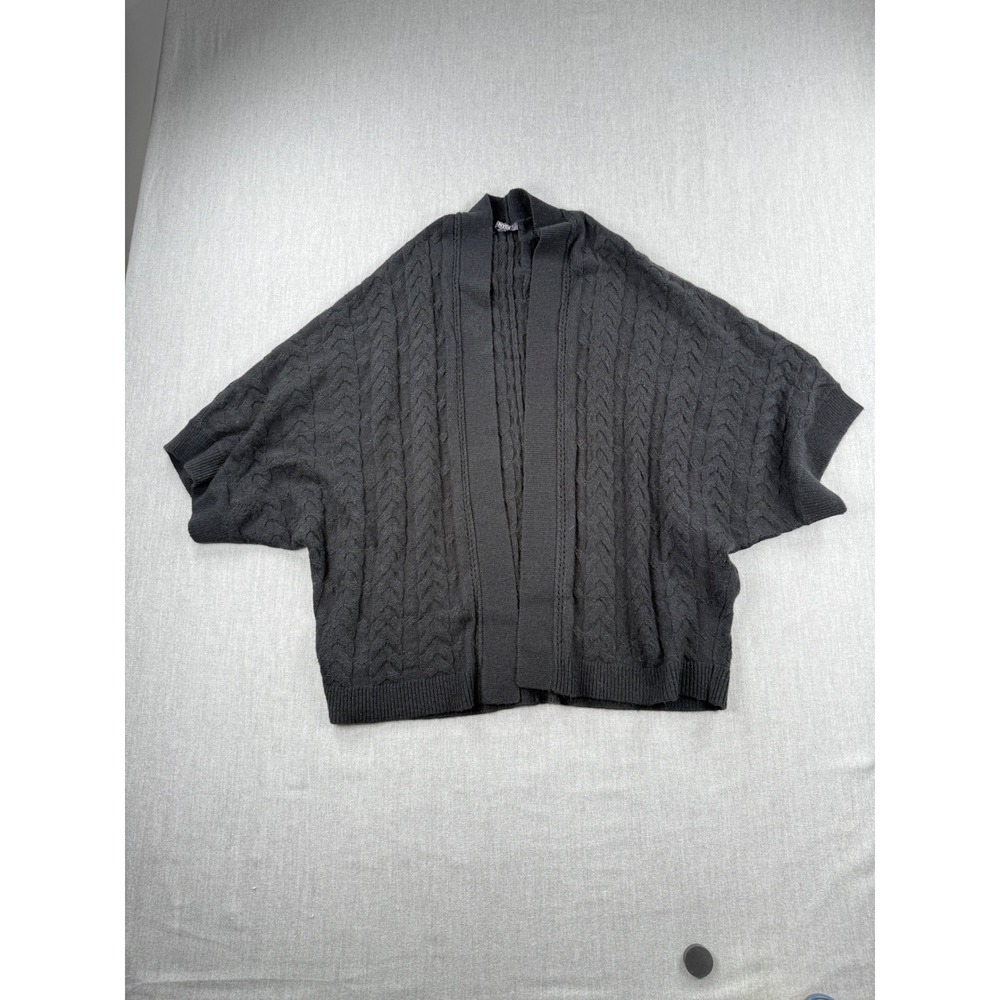 NYDJ Womens Charcoal Gray‎ Cable Knit Open Front Batwing Cardigan Sweater L/XL